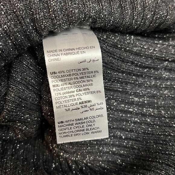 Chico’s Women’s Graphite Gray Metallic Lurex Ribbed Coolmax Turtleneck Sweater - Picture 7 of 7